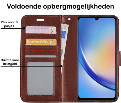 Forterra Samsung A34 Hoesje Bookcase Cover met Kaarthouder - Bruin