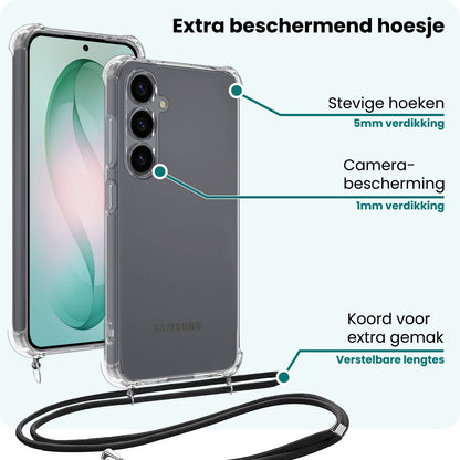 Forterra Samsung S26 Plus Hoesje met Koord Backcover Shockproof - Transparant