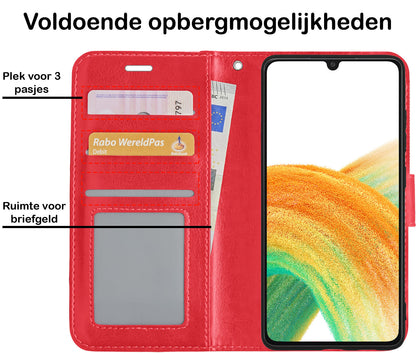 Forterra Samsung A33 Hoesje Bookcase Cover met Kaarthouder - Rood