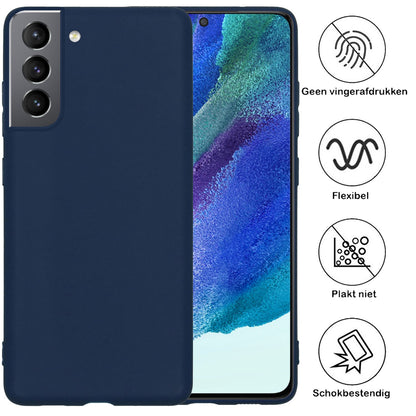 Forterra Samsung S21 FE Hoesje Siliconen Backcover Lichtgewicht - Donkerblauw