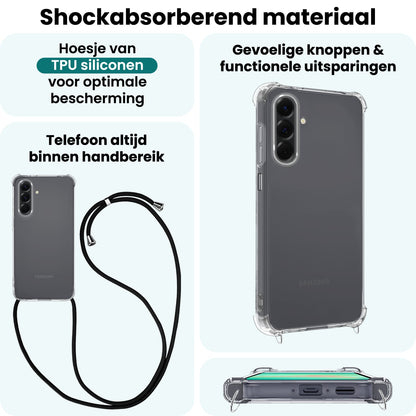 Forterra Samsung A26 Hoesje met Koord Backcover Shockproof - Transparant