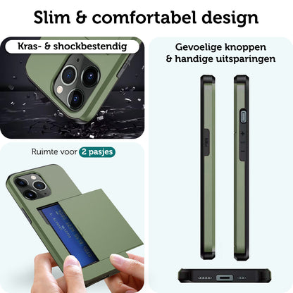 Forterra iPhone 11 Pro Hoesje Kaarthouder Hard Case Shockproof - Donkergroen