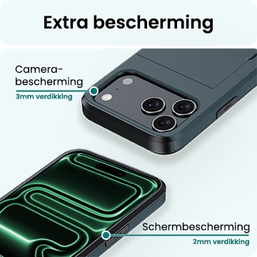 Forterra iPhone 17 Pro Hoesje Kaarthouder Hard Case Shockproof - Donkerblauw