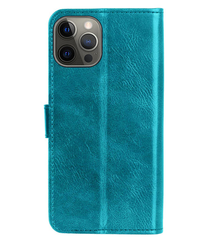 Forterra iPhone 13 Pro Hoesje Bookcase Cover met Kaarthouder - Turquoise