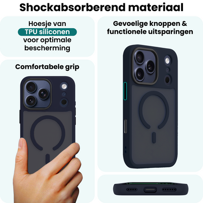 Forterra iPhone 17 Pro Hoesje Geschikt voor Magsafe Backcover Shockproof - Donkerblauw
