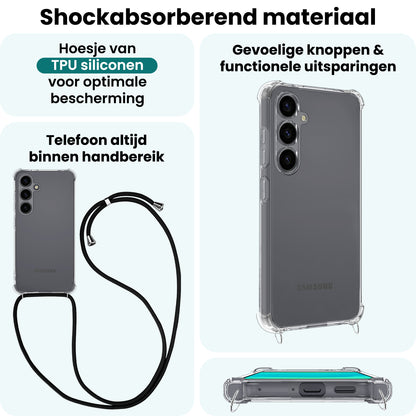 Forterra Samsung S25 Hoesje met Koord Backcover Shockproof - Transparant