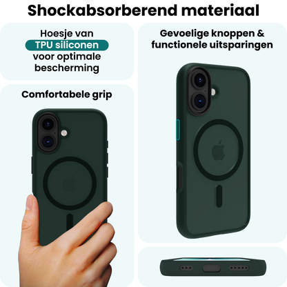 Forterra iPhone 17 Hoesje Geschikt voor Magsafe Backcover Shockproof - Donkergroen