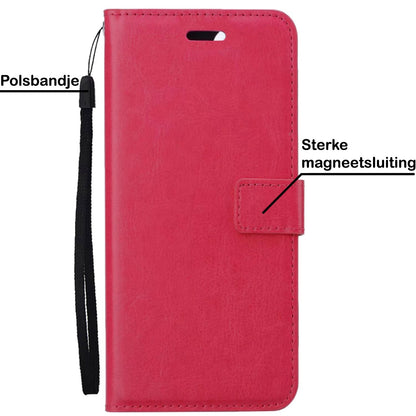 Forterra Samsung A13 5G Hoesje Bookcase Cover met Kaarthouder - Donkerroze