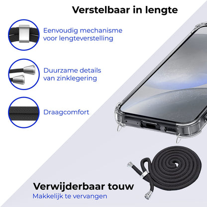 Forterra Samsung S24 Plus Hoesje met Koord Backcover Shockproof - Transparant