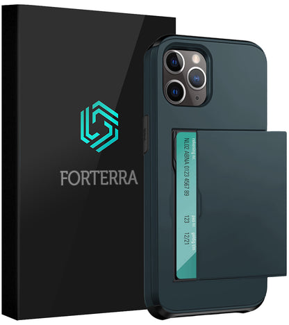 Forterra iPhone 11 Pro Hoesje Kaarthouder Hard Case Shockproof - Donkerblauw