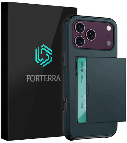 Forterra iPhone 18 Pro Max Hoesje Kaarthouder Hard Case Shockproof - Donkerblauw