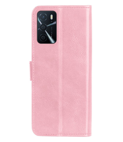 Forterra OPPO A16 Hoesje Bookcase Cover met Kaarthouder - Lichtroze