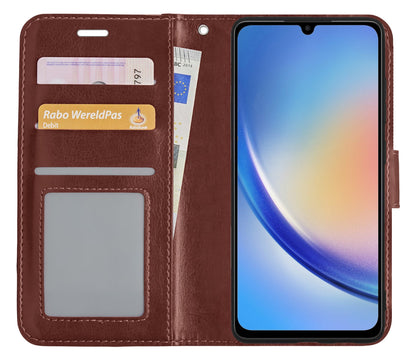 Forterra Samsung A34 Hoesje Bookcase Cover met Kaarthouder - Bruin