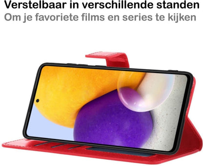 Forterra Samsung A72 5G Hoesje Bookcase Cover met Kaarthouder - Rood