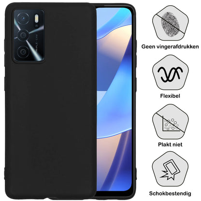 Forterra OPPO A16 Hoesje Siliconen Backcover Lichtgewicht - Zwart