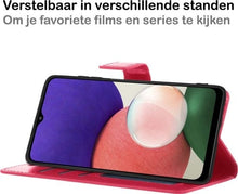 Forterra Samsung A22 5G Hoesje Bookcase Cover met Kaarthouder - Donkerroze