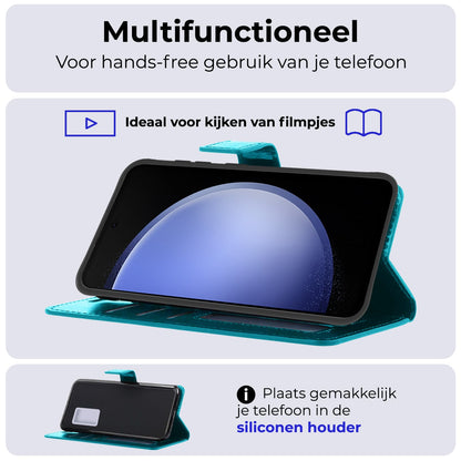 Forterra Samsung S23 FE Hoesje Bookcase Cover met Kaarthouder - Turquoise