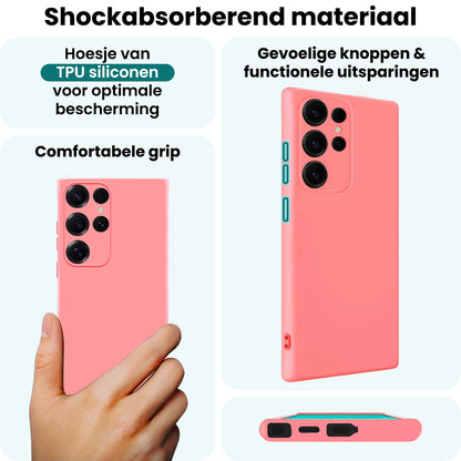 Forterra Samsung S25 Ultra Hoesje Siliconen Backcover Lichtgewicht - Licht Roze