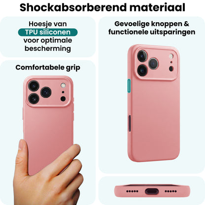 Forterra iPhone 18 Pro Hoesje Siliconen Backcover Lichtgewicht - Lichtroze