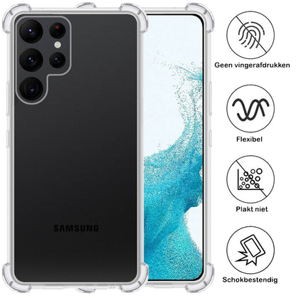 Forterra Samsung S22 Ultra Hoesje Shockproof Backcover Siliconen - Transparant