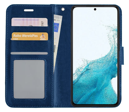 Forterra Samsung S22 Hoesje Bookcase Cover met Kaarthouder - Donkerblauw