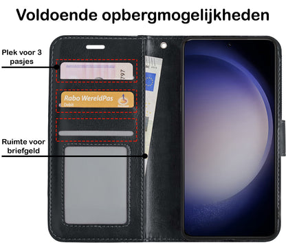 Forterra Samsung S23 Ultra Hoesje Bookcase Cover met Kaarthouder - Zwart