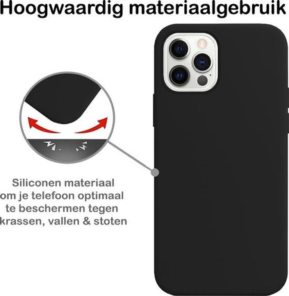 Forterra iPhone 12 Pro Hoesje Siliconen Backcover Lichtgewicht - Zwart