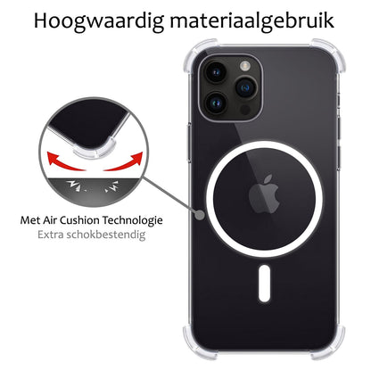 Forterra iPhone 15 Pro Max Hoesje Geschikt voor Magsafe Backcover Shockproof - Transparant