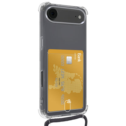 Forterra iPhone Air Hoesje Kaarthouder met Koord Backcover Shockproof - Transparant