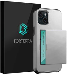 Forterra iPhone 15 Plus Hoesje Kaarthouder Hard Case Shockproof - Grijs