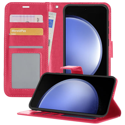 Forterra Samsung S23 FE Hoesje Bookcase Cover met Kaarthouder - Donkerroze