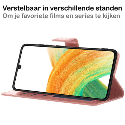 Forterra Samsung A33 Hoesje Bookcase Cover met Kaarthouder - Rosé goud