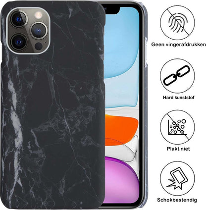Forterra iPhone 11 Pro Max Hoesje Marmer Hard Case Cover - Zwart